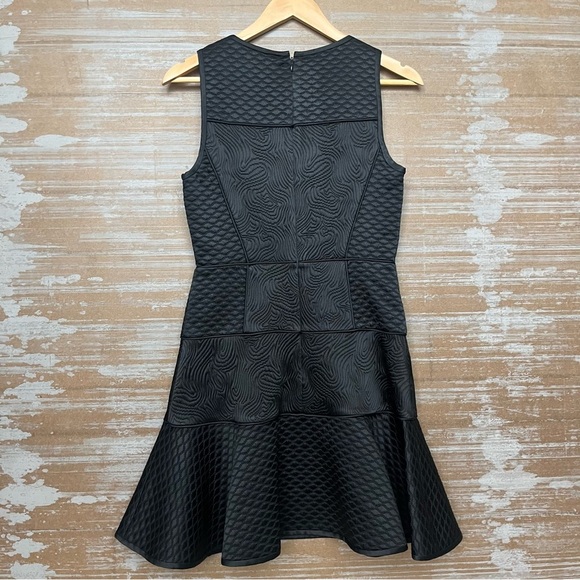 Tibi Quilted Matlasse Satin Binding Dress Black Career Work Wear Preppy Womens 4 - Picture 4 of 6